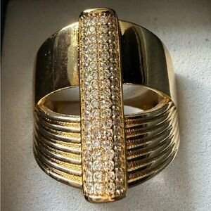 NEW! Pretty Bird Jewelry Gold Pavé Bar Statement Ring